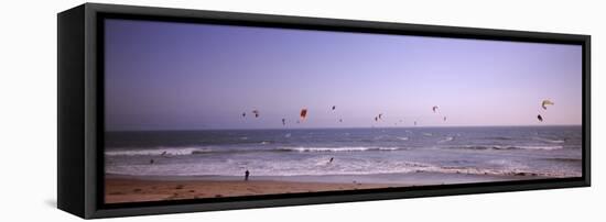 Kite Surfers over the Sea, Waddell Beach, Waddell Creek, Santa Cruz County, California, USA-null-Framed Stretched Canvas