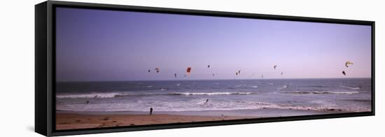 Kite Surfers over the Sea, Waddell Beach, Waddell Creek, Santa Cruz County, California, USA-null-Framed Stretched Canvas