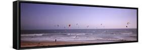 Kite Surfers over the Sea, Waddell Beach, Waddell Creek, Santa Cruz County, California, USA-null-Framed Stretched Canvas