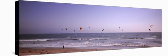 Kite Surfers over the Sea, Waddell Beach, Waddell Creek, Santa Cruz County, California, USA-null-Stretched Canvas