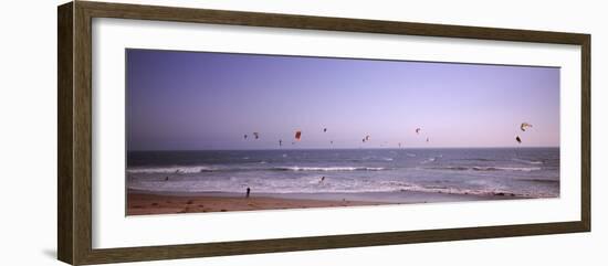 Kite Surfers over the Sea, Waddell Beach, Waddell Creek, Santa Cruz County, California, USA-null-Framed Photographic Print