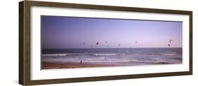 Kite Surfers over the Sea, Waddell Beach, Waddell Creek, Santa Cruz County, California, USA-null-Framed Photographic Print