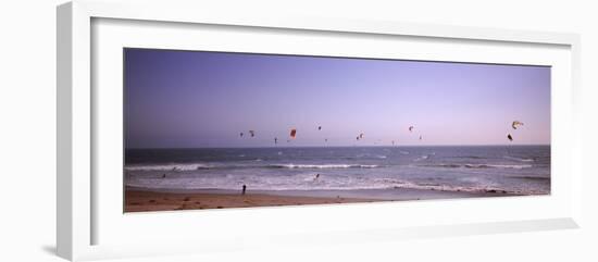 Kite Surfers over the Sea, Waddell Beach, Waddell Creek, Santa Cruz County, California, USA-null-Framed Photographic Print