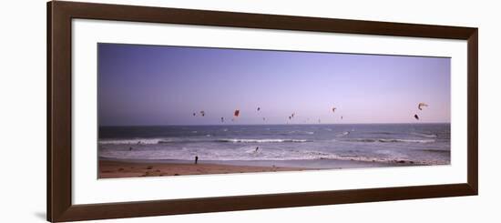 Kite Surfers over the Sea, Waddell Beach, Waddell Creek, Santa Cruz County, California, USA-null-Framed Photographic Print