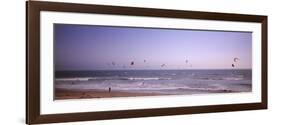 Kite Surfers over the Sea, Waddell Beach, Waddell Creek, Santa Cruz County, California, USA-null-Framed Photographic Print