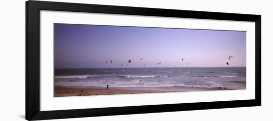 Kite Surfers over the Sea, Waddell Beach, Waddell Creek, Santa Cruz County, California, USA-null-Framed Photographic Print