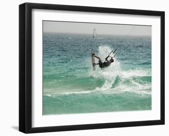 Kite Surfing at Santa Maria on the Island of Sal (Salt), Cape Verde Islands, Atlantic Ocean, Africa-Robert Harding-Framed Premium Photographic Print