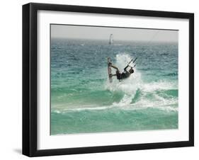 Kite Surfing at Santa Maria on the Island of Sal (Salt), Cape Verde Islands, Atlantic Ocean, Africa-Robert Harding-Framed Photographic Print