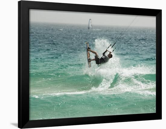 Kite Surfing at Santa Maria on the Island of Sal (Salt), Cape Verde Islands, Atlantic Ocean, Africa-Robert Harding-Framed Photographic Print