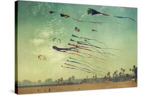 Kites and Beach-Lantern Press-Stretched Canvas