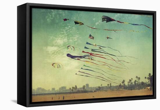 Kites and Beach-Lantern Press-Framed Stretched Canvas
