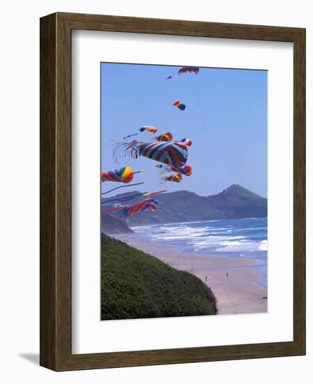 Kites Flying on the Oregon Coast, USA-Janis Miglavs-Framed Photographic Print