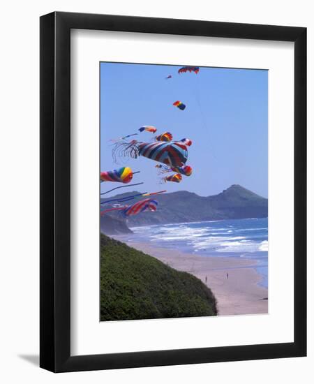 Kites Flying on the Oregon Coast, USA-Janis Miglavs-Framed Photographic Print