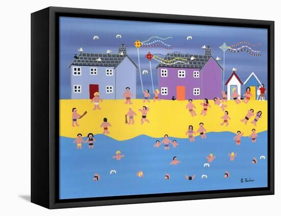 Kites on the Beach-Gordon Barker-Framed Stretched Canvas