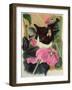 Kitten and Hollyhocks-Anne Robinson-Framed Giclee Print