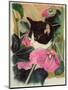 Kitten and Hollyhocks-Anne Robinson-Mounted Giclee Print