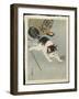 Kitten and Lantern, 1930s (colour woodblock print)-Ohara Koson-Framed Giclee Print