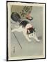 Kitten and Lantern, 1930s (colour woodblock print)-Ohara Koson-Mounted Giclee Print