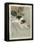 Kitten and Lantern, 1930s (colour woodblock print)-Ohara Koson-Framed Stretched Canvas