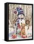 Kitten and Puppy with Snowman-William Vanderdasson-Framed Stretched Canvas