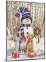 Kitten and Puppy with Snowman-William Vanderdasson-Mounted Giclee Print