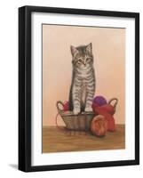 Kitten and Wool Basket-Janet Pidoux-Framed Giclee Print