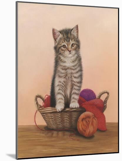 Kitten and Wool Basket-Janet Pidoux-Mounted Giclee Print