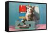 Kitten in a Lunchbox, Retro-null-Framed Stretched Canvas