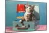 Kitten in a Lunchbox, Retro-null-Mounted Art Print
