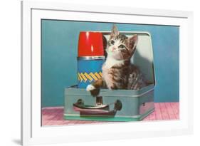 Kitten in a Lunchbox, Retro-null-Framed Premium Giclee Print