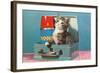 Kitten in a Lunchbox, Retro-null-Framed Art Print