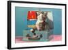 Kitten in a Lunchbox, Retro-null-Framed Art Print