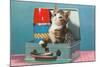 Kitten in a Lunchbox, Retro-null-Mounted Art Print