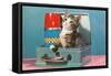 Kitten in a Lunchbox, Retro-null-Framed Stretched Canvas