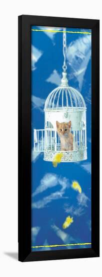 Kitten in Birdcage-null-Framed Poster