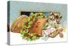 Kitten in Christmas Stocking-null-Stretched Canvas