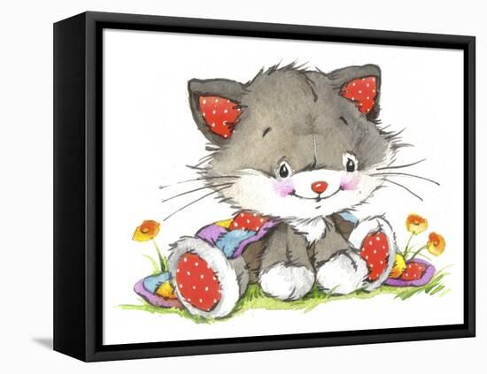 Kitten in the flowers-ZPR Int’L-Framed Stretched Canvas