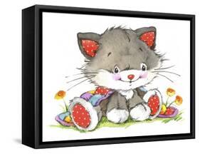 Kitten in the flowers-ZPR Int’L-Framed Stretched Canvas