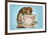 Kitten Lapping at Cup-Found Image Press-Framed Giclee Print