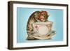 Kitten Lapping at Cup-Found Image Press-Framed Giclee Print