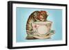 Kitten Lapping at Cup-Found Image Press-Framed Giclee Print