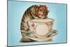 Kitten Lapping at Cup-Found Image Press-Mounted Giclee Print