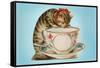 Kitten Lapping at Cup-Found Image Press-Framed Stretched Canvas