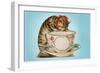 Kitten Lapping at Cup-Found Image Press-Framed Premium Giclee Print