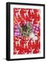 Kitten Looking Through Hole in Christmas Wrapping Paper-null-Framed Photographic Print