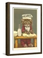 Kitten Making Bread-null-Framed Art Print