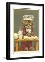 Kitten Making Bread-null-Framed Art Print