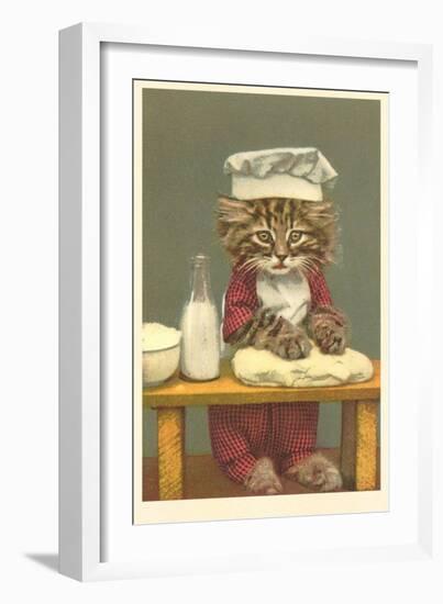 Kitten Making Bread-null-Framed Art Print