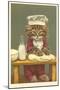 Kitten Making Bread-null-Mounted Art Print