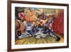 Kitten, Teddy and Cushions-Janet Pidoux-Framed Giclee Print